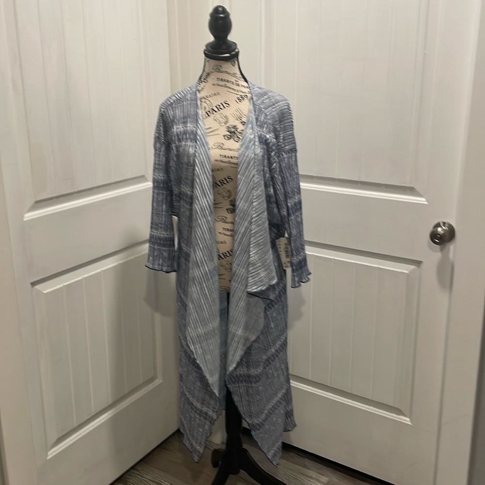 Lula Roe Shirley Large Grey and White Cardigan
